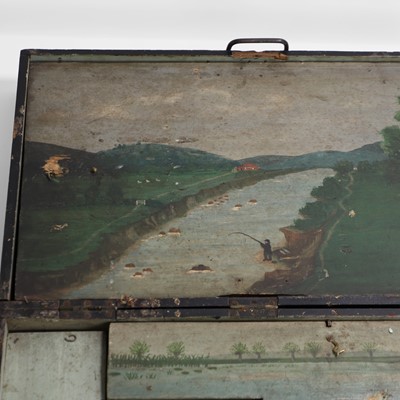 Lot 278 - A folk art hand-painted fishing box
