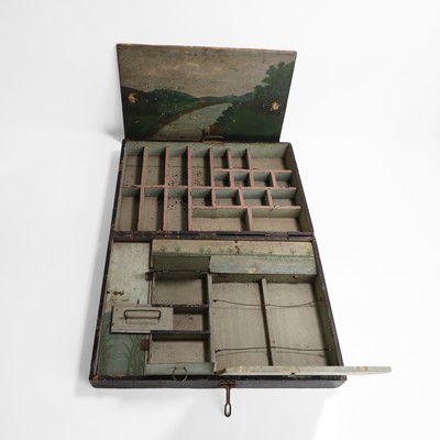 Lot 278 - A folk art hand-painted fishing box