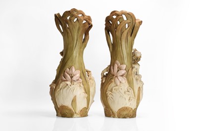 Lot 144 - A pair of Art Nouveau figural vases