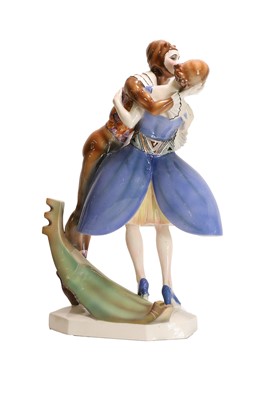 Lot 200 - An Austrian Goldscheider porcelain figure group