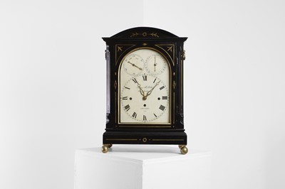 Lot 194 - A Regency ebonised and gilt brass-inlaid table or bracket clock