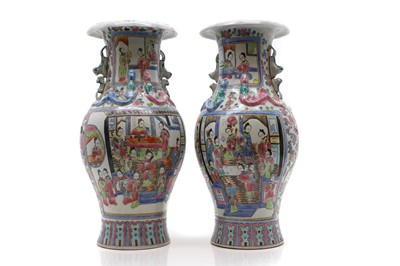 Lot 48 - A pair of Chinese famille rose vases