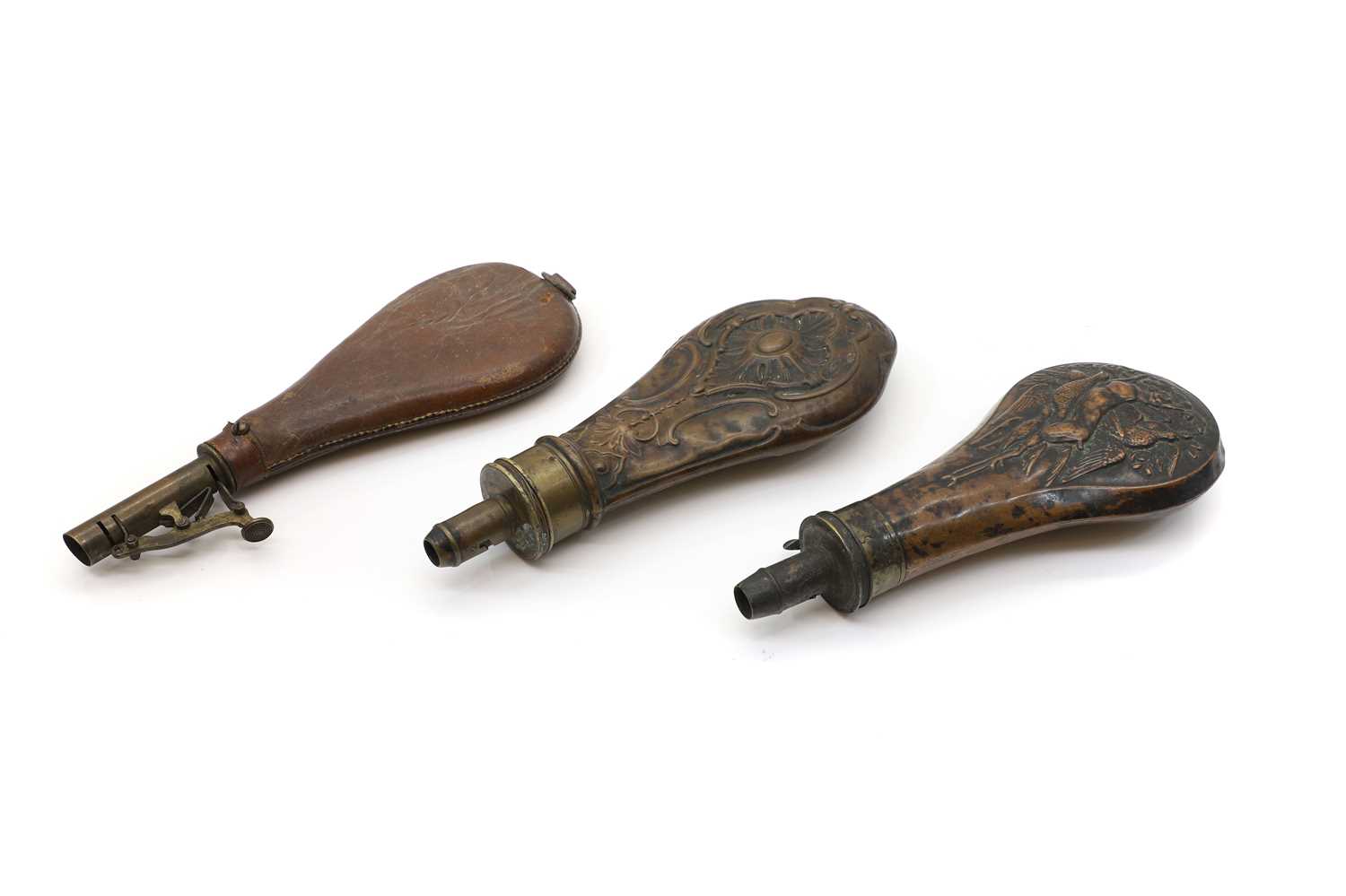 Lot 399 - Two powder flasks,