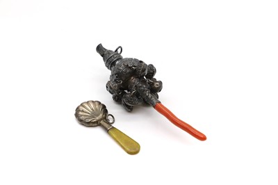 Lot 14 - A Victorian silver rattle with whistle