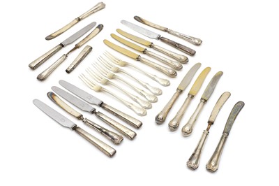 Lot 61 - A cased set of German silver fruit knives and forks