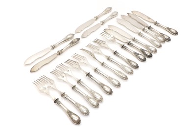 Lot 25 - A group of silver fish knives and forks