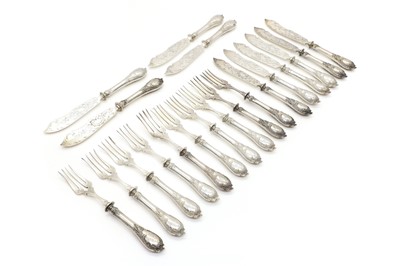 Lot 25 - A group of silver fish knives and forks