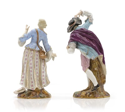 Lot 90 - A pair of Meissen porcelain figures
