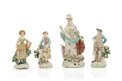 Lot 99 - A group of four Derby porcelain patch figures