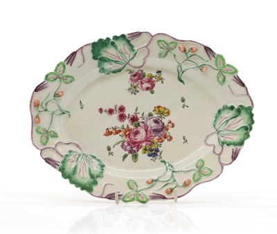 Lot 103 - A Longton Hall relief moulded porcelain dish