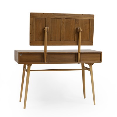 Lot 416 - An Ercol elm dressing table and stool