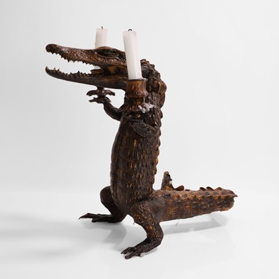 Lot 39 - Taxidermy: a crocodile candleholder