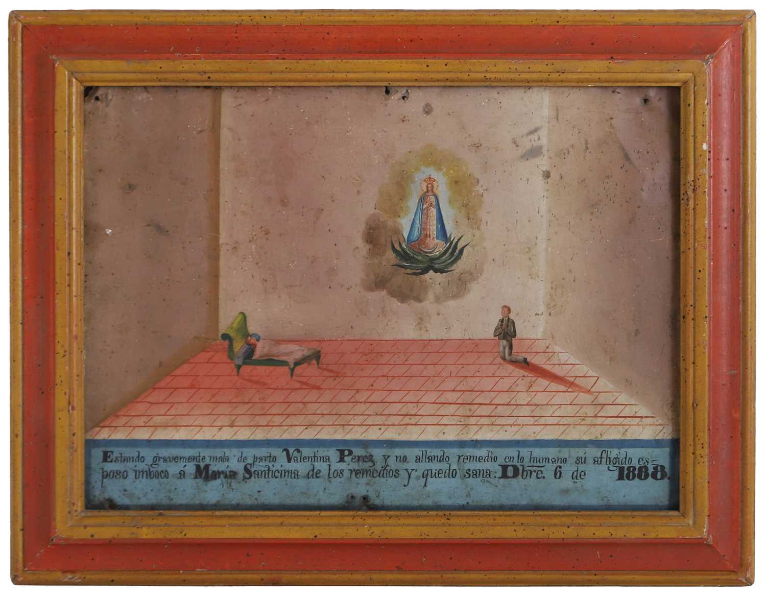 Lot 258 - A Mexican folk art retablo ex-voto painting