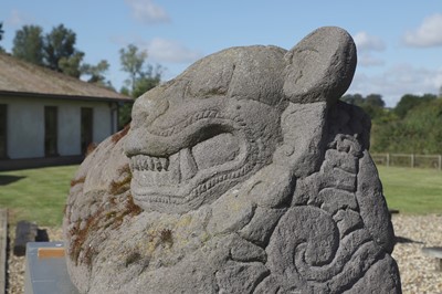 Lot 746 - A pair of large carved lava stone Buddhist lions or Barong