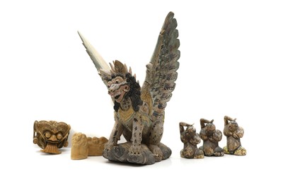 Lot 236 - A collection of wooden carvings