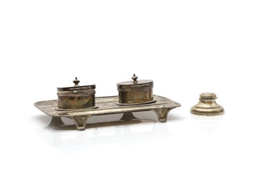 Lot 95 - A silver desk stand