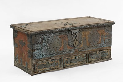 Lot 356 - A Gothic hardwood silver chest