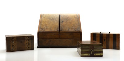 Lot 383 - A Victorian walnut stationary box