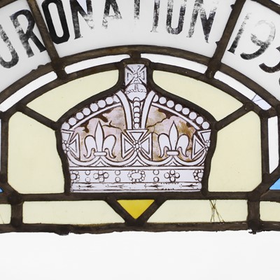 Lot 319 - A lead glass commemorative 'Coronation 1937' panel