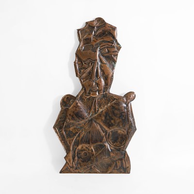 Lot 343 - An African folk art embossed copper figure