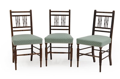 Lot 471 - A group of three Victorian mahogany and ebonised Aesthetic Movement chairs