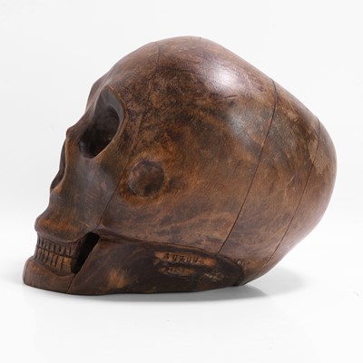 Lot 273 - A carved wood model of a human skull