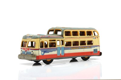 Lot 233 - A friction panoramic overland tin bus toy