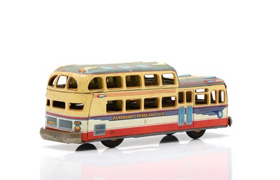 Lot 233 - A friction panoramic overland tin bus toy