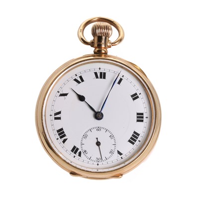 Lot 332 - A 9ct gold top wind open faced pocket watch