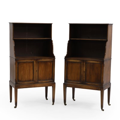 Lot 412 - A pair of Regency mahogany waterfall bookcases