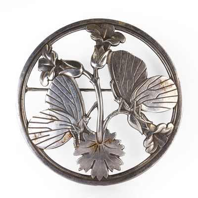 Lot 209 - A sterling silver 'Moonlight Blossom' brooch, by Georg Jensen