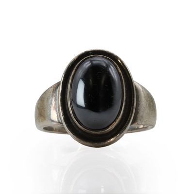 Lot 206 - A sterling silver and haematite ring, by Georg Jensen