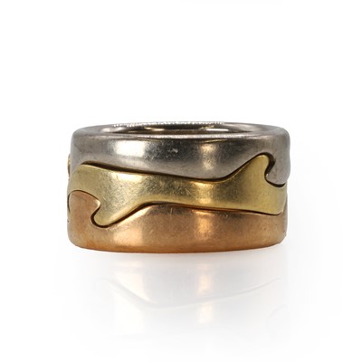 Lot 214 - An 18ct tri-colour gold Fusion ring, by Georg Jensen