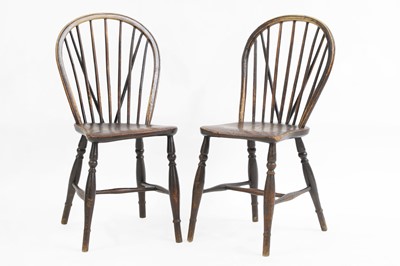 Lot 464 - A pair of stick hoop back yew and elm Windsor chairs