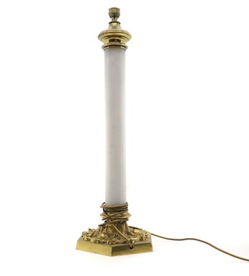 Lot 560 - A French opaline glass gilt bronze table lamp