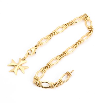 Lot 232 - A French gold bracelet and a Maltese cross charm