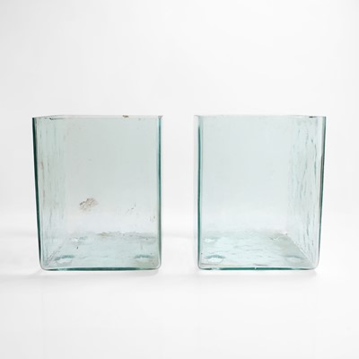Lot 477 - A pair of clear glass battery acid jars