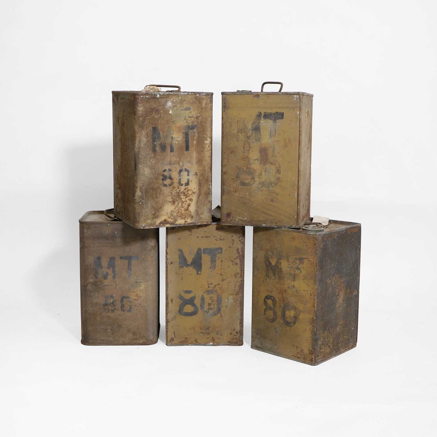 Lot 220 - Five British Second World War petrol cans