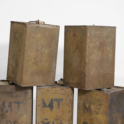 Lot 220 - Five British Second World War petrol cans