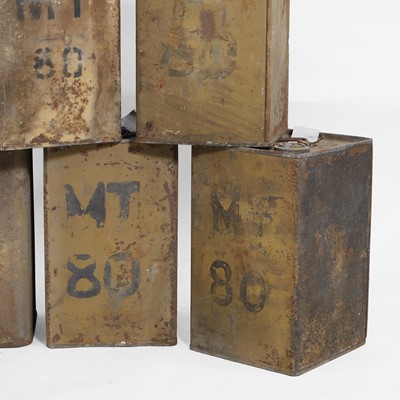 Lot 220 - Five British Second World War petrol cans