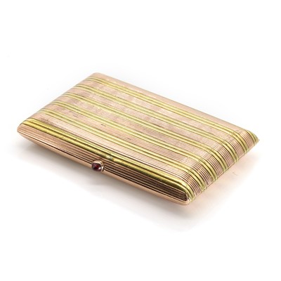 Lot 297 - A two-colour gold cigarette case, by Faberge