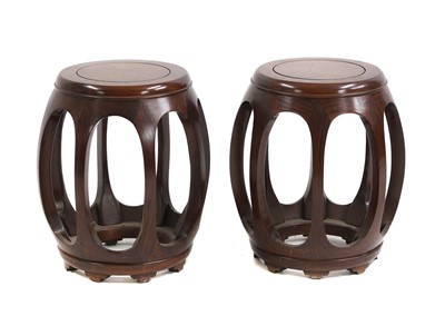 Lot 547A - A pair Chinese padouk garden seats