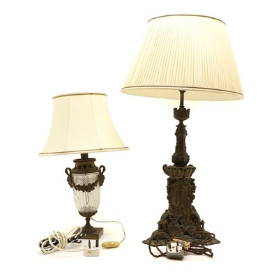 Lot 662 - A Victorian cast metal table lamp