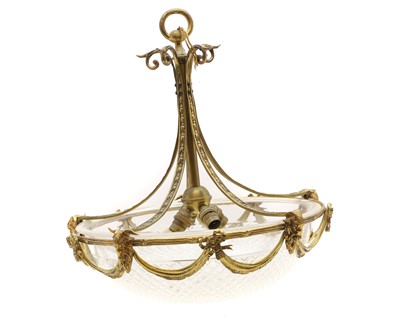 Lot 618 - A gilt bronze and cut glass ceiling light