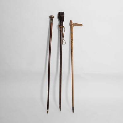 Lot 215 - Three First World War wooden walking sticks