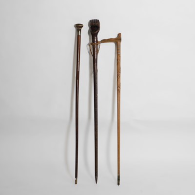 Lot 215 - Three First World War wooden walking sticks
