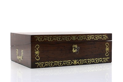 Lot 217 - A Victorian rosewood and brass inlaid writing slope