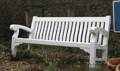 Lot 787 - A large white-painted garden bench