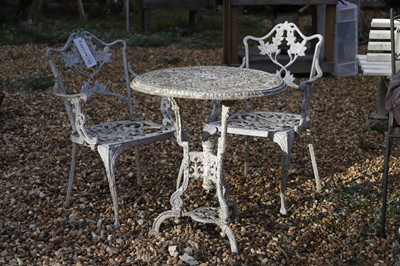 Lot 789 - A pair of garden chairs and a circular table