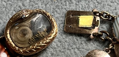 Lot 4 - A Georgian hardstone panel bracelet with a memorial clasp
